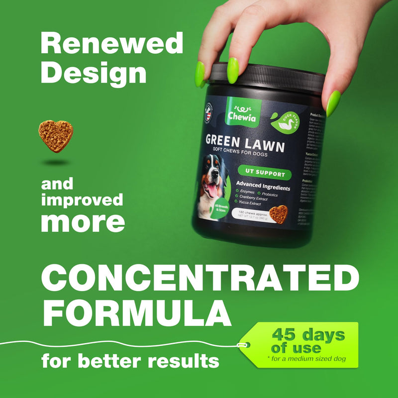 Grass Burn Spot Chews for Dogs - Dog Urine Neutralizer for Lawn - Grass Savers for Dog Urine - Dog Pee Lawn Spot Saver Caused by Dog Urine - Grass Treatment Rocks - Probiotics, Enzymes & Multivitamins Duck 180 count - PawsPlanet Australia