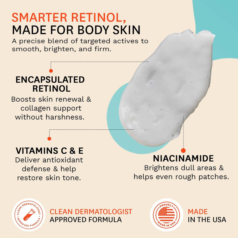 Fig.1 Retinol Body Serum – Advanced Skin Booster for Crepey Skin, Stretch Marks, Anti-Aging & Dark Spots – Glowing, Non-Greasy Retinoid Treatment with Niacinamide, Vitamin C & Retinol – 3.4 oz