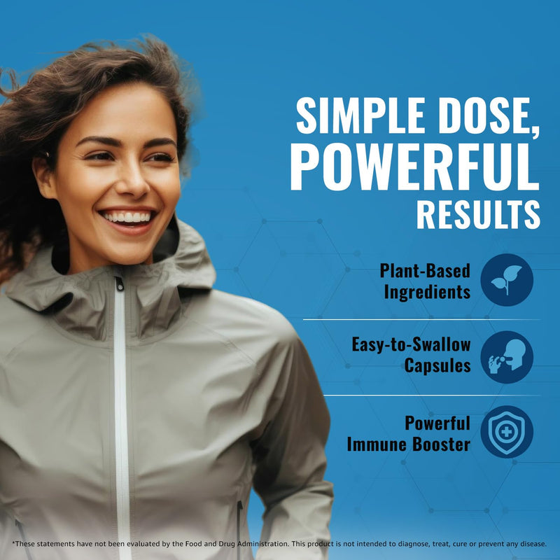 10-In-1 Immune Support Supplement: Immune Boosters for Adults & Kids Daily Immunity Defense with Key Immune System Vitamins Zinc, Vitamin C and D, Plus Elderberry, Quercetin, Echinacea & More, 60 Caps 60 Count (Pack of 1) Capsule