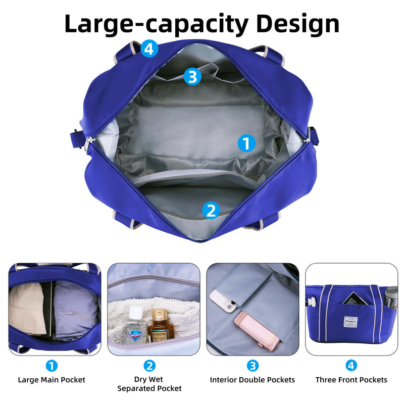 WALNEW Travel Accessories Bundle | Passport Holder for 4& Travel Bag | RFID Blocking Passport Book Wallet Cover Case | Travel Duffel Bag Weekender Overnight Carry On Bag for Women Men