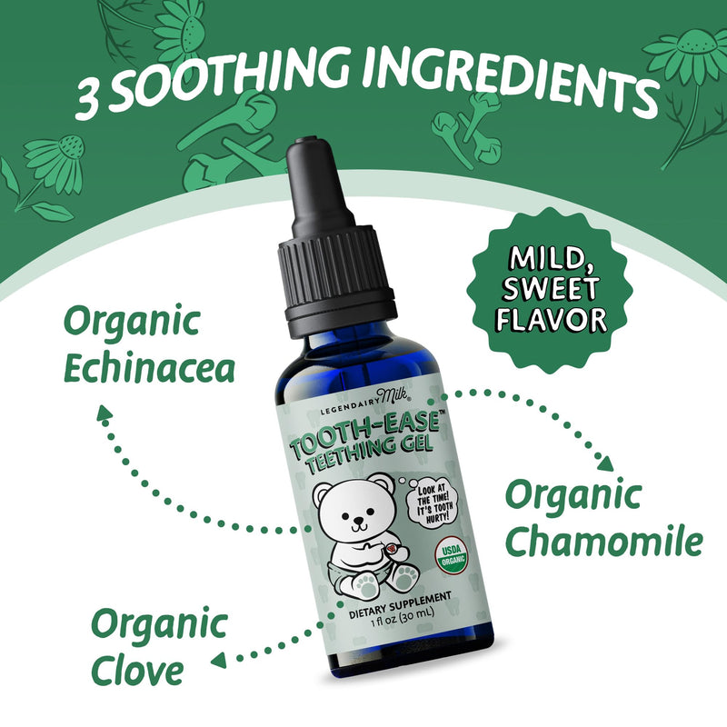 [Australia] - Legendairy Milk Organic Teething Gel - Baby Teething Relief Drops, Clove and Chamomile - Ideal for Babies and Toddlers - Sugar Free, 120 Servings 