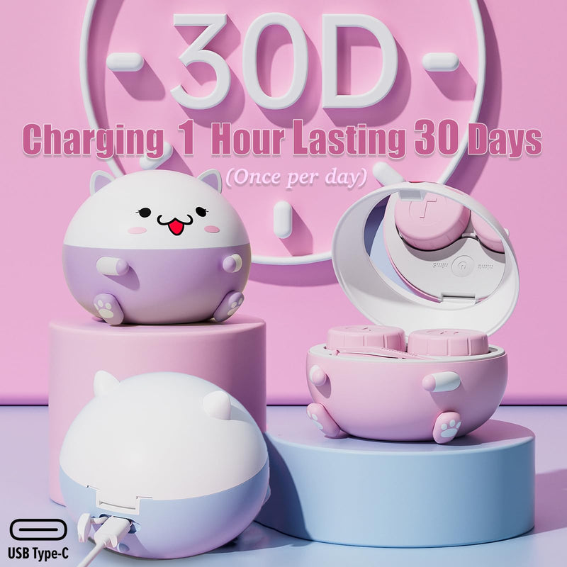 [Australia] - Cute Contact Lens Cleaner, Case Cleaning Machine with Solution Soak Case and Contact Lens Applicator Tool for Daily Vision Care, Travel Size (Pink) Pink 