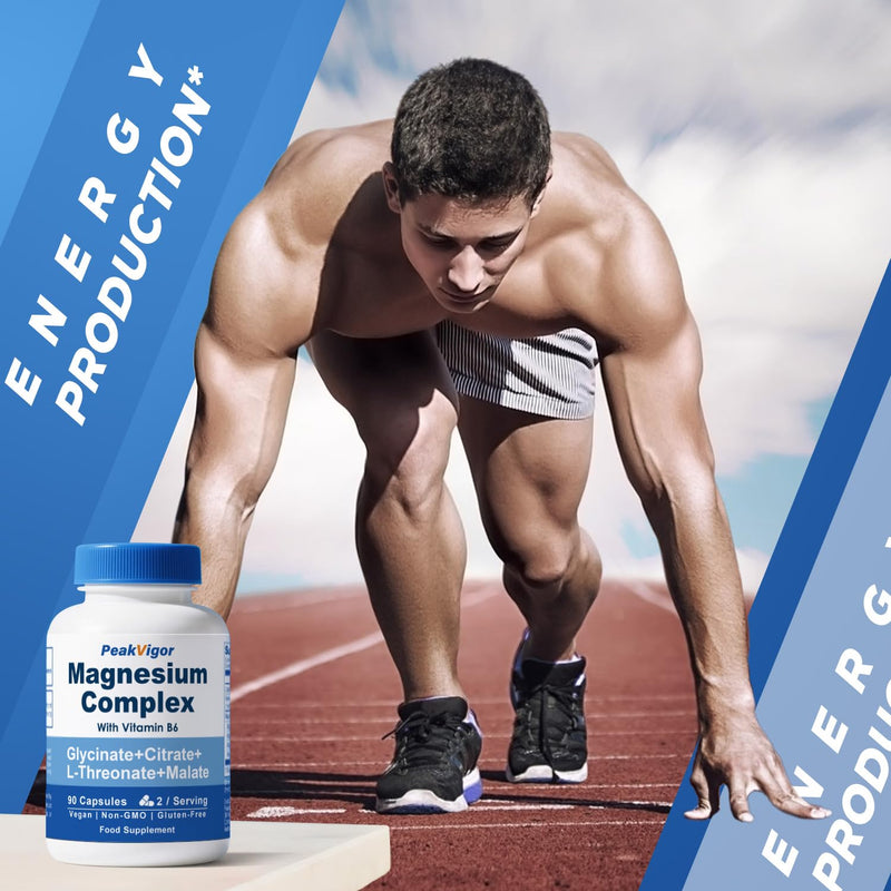 Magnesium Glycinate for Sleep, Extra Strength for Calm, 5-in-1 Complex Supplements as Glycinate, Citrate, Malate & L-Threonate with Vitamin B6, Ease of Swallow, High Absorption, 90 Vegan Capsules