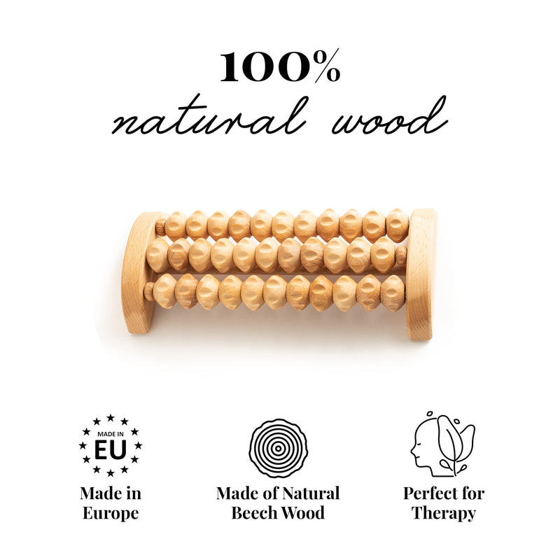[Australia] - tuuli Wooden Foot Massager, Grooved Muscle Roller, Helps Ease Muscle Tension and Improve Blood Circulation, Natural Wood Therapy Massage Tools for Feet (M) M 
