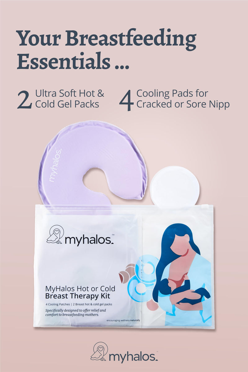 [Australia] - Breast Therapy Pack -2 Hot Cold Breast Therapy Packs & 4 Hydrogel Nipple Pads for Breastfeeding - Breast Heating Pad Breastfeeding Relief - Breast Ice Packs for engorgement & Nipple Gel Soothing Pads 
