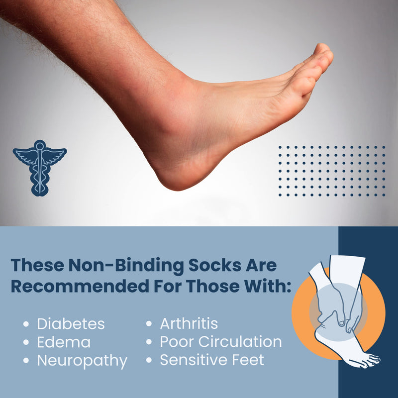 [Australia] - 6 Pairs Non-Binding Cotton Diabetic Crew Socks With Extra Wide Top For Men and Women Large White 