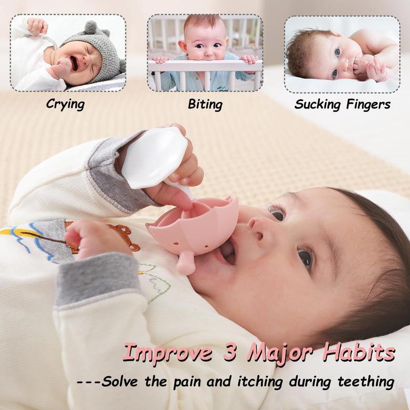 [Australia] - Umbrella Baby Teether with Suction Base, Keeping Baby Busy, Seposeve Teething Toys for Babies 0-6 Months, Silicone Teether Toys 6-12 Months 12-24 Months, Easy to Hold, BPA Free, Pink 