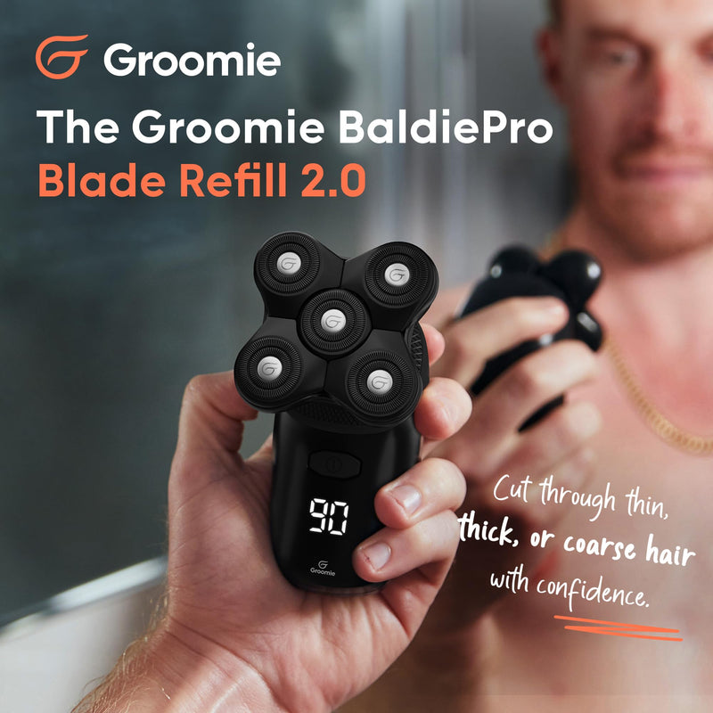 [Australia] - Groomie BaldiePro Cordless Bald Head Shavers for Men, Blade Refill 2.0 - Waterproof Head Shavers Replacement Head - Electric Hair Shaver & Head Razor for Bald Men, Men's Rotary Shaver for Smooth Shave 