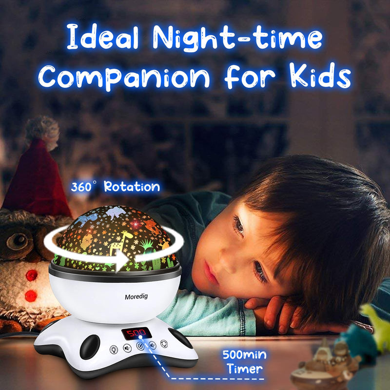 [Australia] - Moredig Kids Night Light Projector, Remote Baby Night Lights for Kids Room with 12 Music Nursery Night Light Projector for Kids Timer 2 Projections 18 Light Modes, Gifts for Baby Kids - Black Black White 