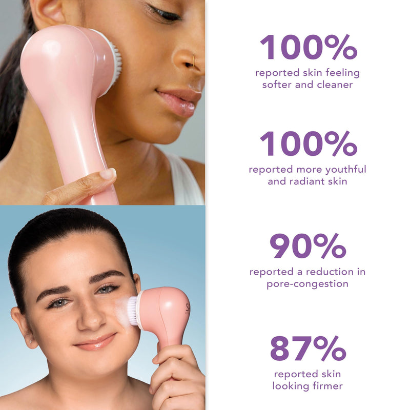 [Australia] - Spa Sciences - NOVA - Sonic Cleansing Brush with Bristles & Infusion System – Anti-Aging Facial Exfoliating, Waterproof, and USB Rechargeable Pink 