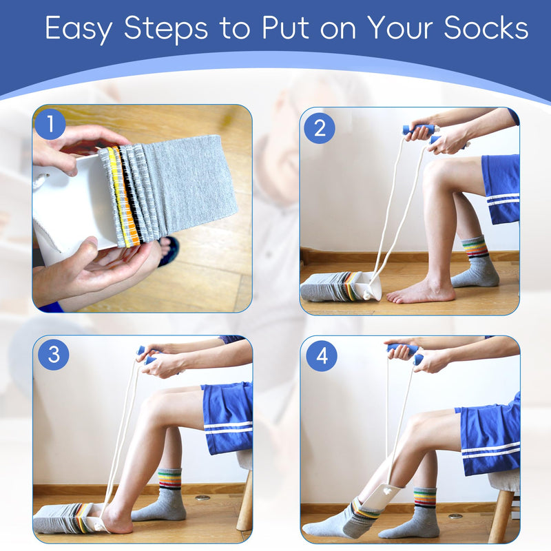 [Australia] - Sock Aid, Sock Aid Device for Seniors, Sock Helpers to Put on Your Socks with Foam Handles, Sock Assistant Device no Bending Easy On Easy Off, Sock Aide for Elderly, Pregnant, Diabetics（White） 1 Pack White 