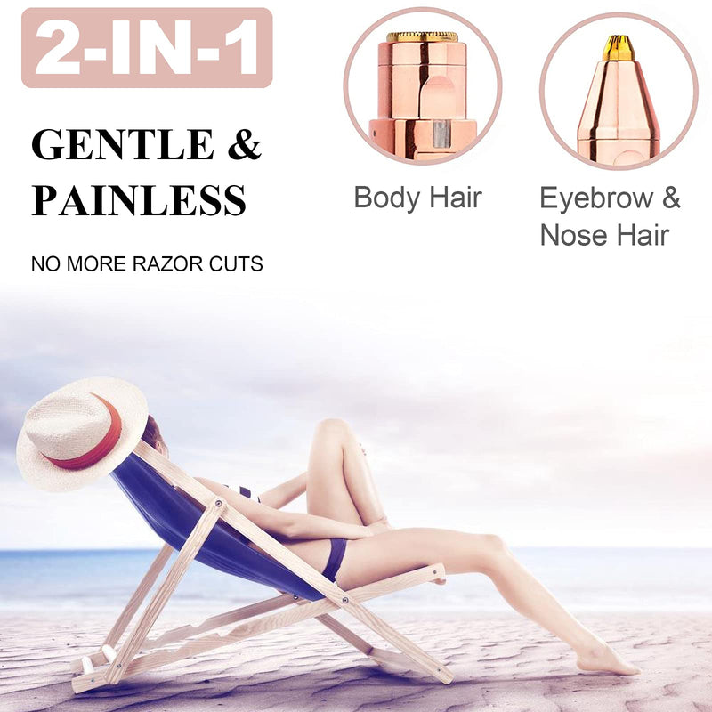 [Australia] - Facial Hair Remover for Women, Eyebrow Trimmer Nose Hair Razor 2-in-1, Mini Bikini Razor Precise Shaper, Portable Rechargeable Epilator for Lips, Body, Cheeks, Chin, Arms, Legs, Peach Fuzz (White) White 