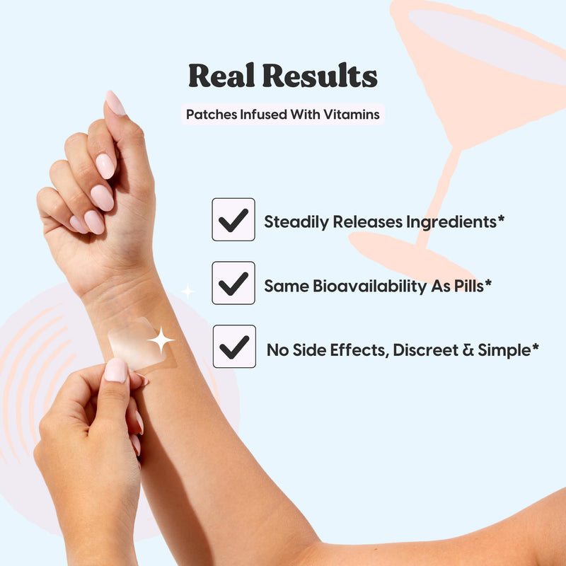 The Patch Brand Recovery Patches | Supports Morning After with Vitamin B1, DHM, Glutathione | Party & Travel Must Haves | Long Lasting Water Resistant Patches