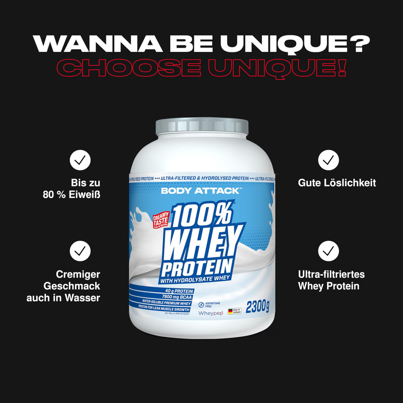 [Australia] - Body Attack 100% Whey Protein - Vanilla, 2.3 kg - Made in Germany - extra creamy protein powder with hydrolyzate and BCAAs, supports muscle building and diets, for all athletes and athletes Vanilla 76 portions (pack of 1) 