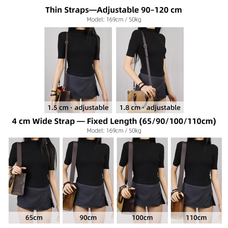 DGAZ Vachetta Leather Adjustable Crossbody Strap for ONTHEGO bag with Gift Box, Handmade DIY purse strap (0.7 Inch Wide,35.4-47.2 Inch Long; Color Blocking (Thin Strap)) | Natural Vachetta Cowhide,Soft and Flexible,Handmade,Adjustable Crossbody Strap