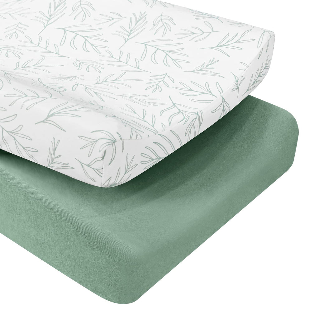 Babebay Changing Pad Cover, Ultra Soft Jersey Knit Cotton Diaper Change Table Pad Covers for Baby Girls and Boys, 2 Pack (Sage Green) Sage Green