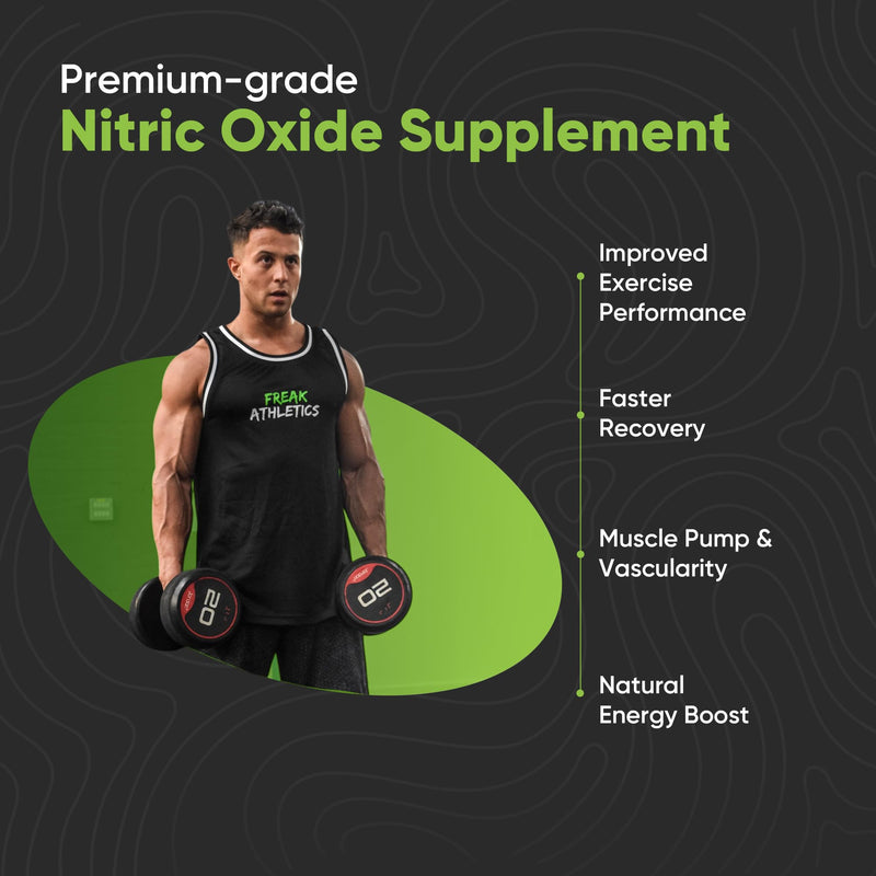 Freak Athletics Nitric Oxide Supplements for Men & Women, L-Arginine, L-Citrulline, Beetroot Extract - Nitric Oxide Capsules - Supports Circulation, Endurance & Recovery - 120 Capsules (Pack of 2) 120 count (Pack of 2)