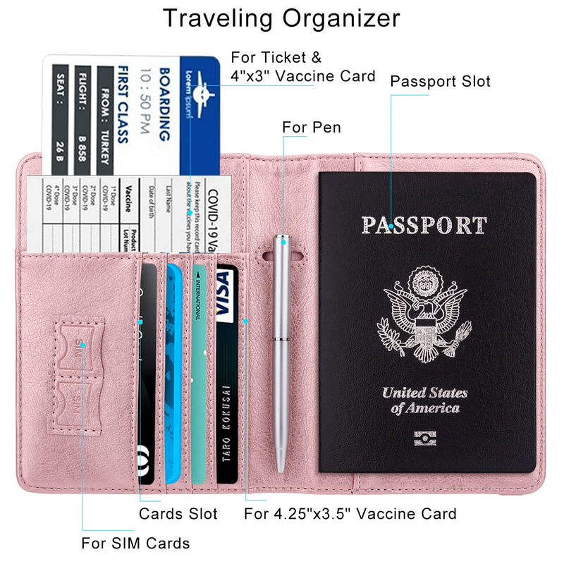 WALNEW Travel Duffel Bag & Passport Holder Bundle - Pink, 41x21x40cm - Women's Travel Bag with RFID Protection & Waterproof Compartment - Unisex-Adults