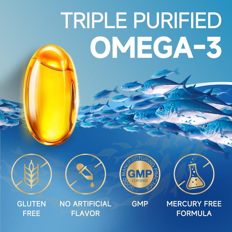 ZEBORA Mini Omega 3 Fish Oil 1400mg with Vitamin E, 60 Servings | High Potency Fish Oil, Supports Heart Health, Brain Function, and Immune Health, Mini Softgels for Easy Swallowing 120 Count (Pack of 1)