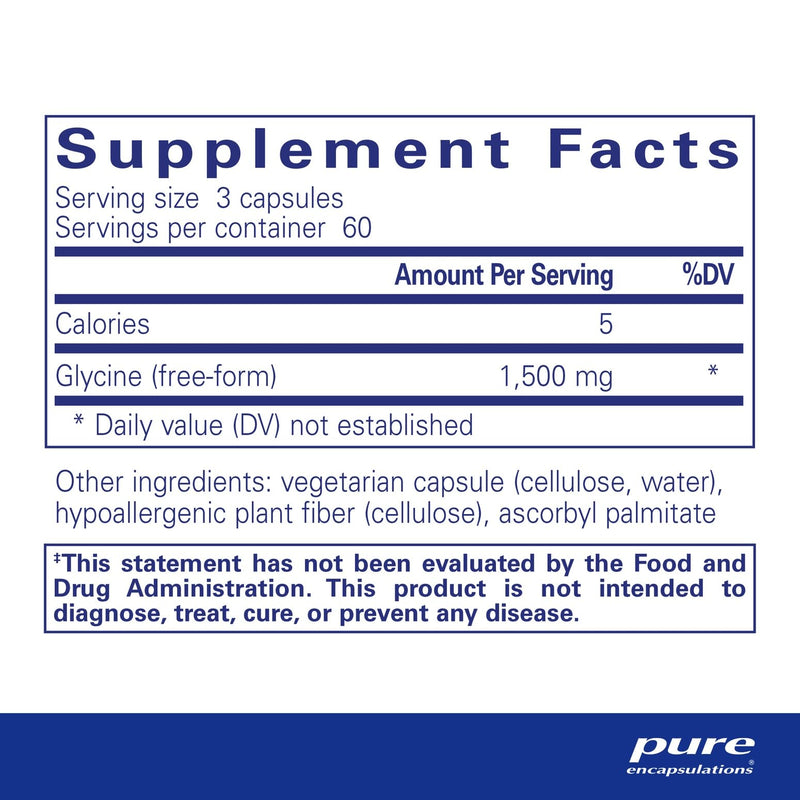 [Australia] - Pure Encapsulations Glycine - Supports Restful Sleep & Liver Detox* - Liver Supplement - Vegan & Gluten-Free - 180 Capsules Standard Packaging 