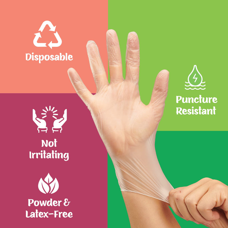 [Australia] - Care Plus Medium Size Disposable Vinyl Gloves Heavy Duty Non Sterile Powder Free Latex Free Rubber 100 Count Box food Safe 