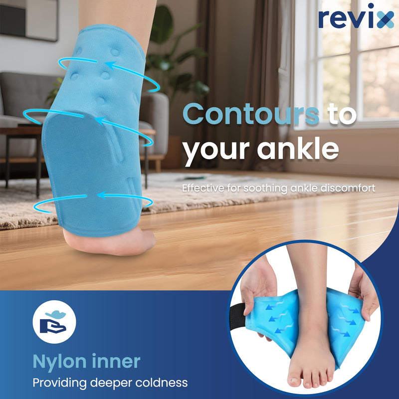 [Australia] - REVIX Ankle Ice Pack Wrap – Reusable Gel Cold Compression for Foot Discomfort, Ice Wrap for Feet Swelling and Recovery, Plantar Fasciitis, Achilles Tendonitis, and Sprained Ankles 1 Pack 1.0 