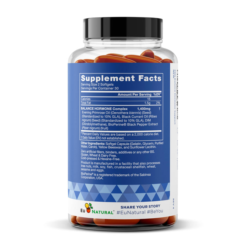 [Australia] - Balance PMS Vitamins for Women - Hormone Balance for Women, Menstrual & PMS Relief - Bloating, Cramping, Mood Swings, Restlessness, Clear Skin - Primrose Oil, Black Seed Oil & DIM - 60 Liquid Softgels 