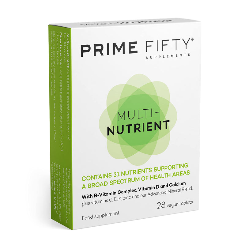 Prime Fifty Multi-Nutrient Vegan Multivitamin Tablets – 32 Multivitamins & Minerals Including Vitamin B Complex, Calcium, Zinc & Vitamin D – 28 Day Supply – Immune System Vitamins for 50+