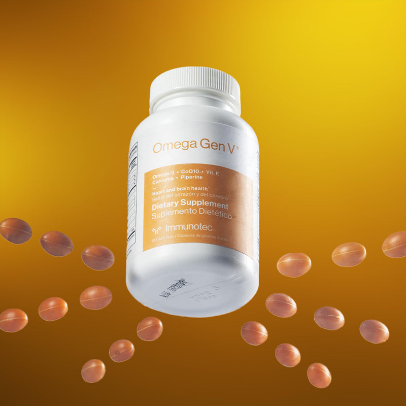 Omega Gen V® 5-in-1 Formula – Omega-3 Fish Oil (1,800mg) w/EPA & DHA + CoQ10, Turmeric, Piperine & Vitamin E | Fast Absorbing + Promotes Heart, Brain, Eye & Immune Health | 120 Soft Gels