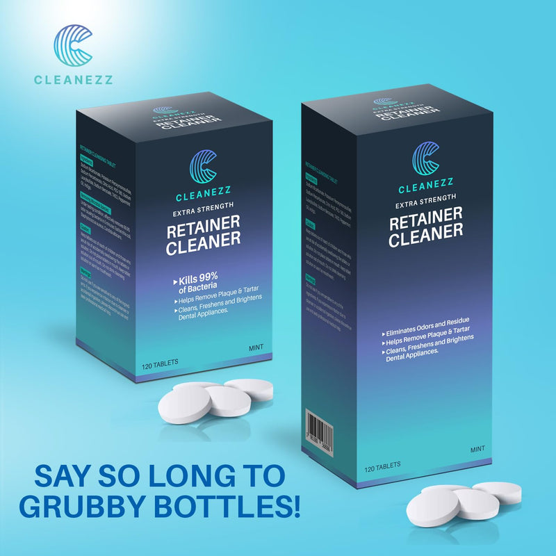 [Australia] - Cleaner Tablets: for Retainers, Dentures, Bottles & More - Odor, Plaque, Stain Removal, Includes Denture Bath, 4-Mo Supply 