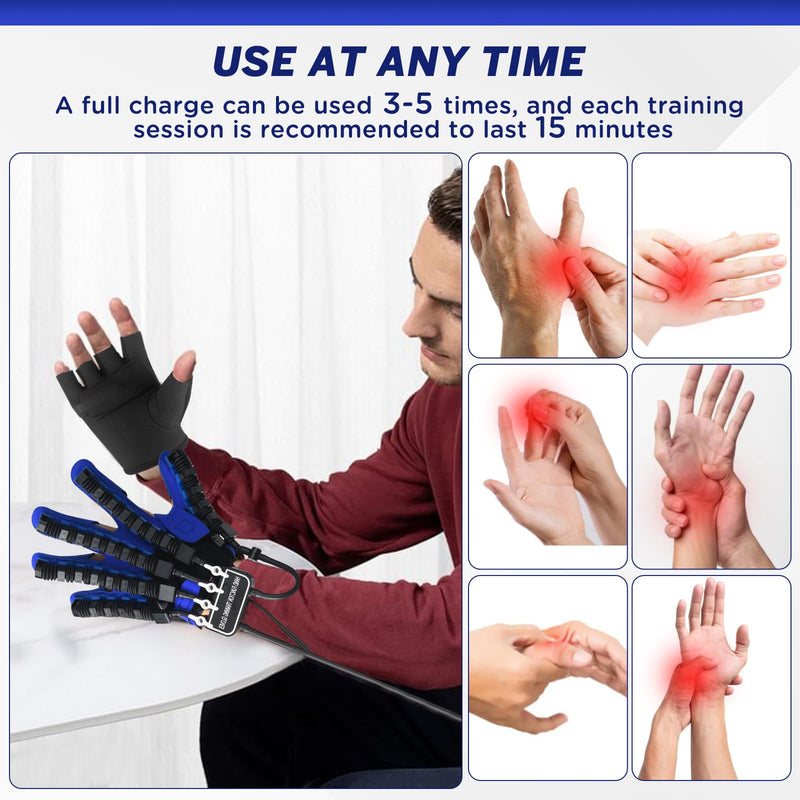 [Australia] - Hand Reha/bilitation Robot Gloves, Hot Compress Massage Function, 9-Level Strength Adjustment Equipment, Suitable for Physical Therapy of Hand Stroke (Right Hand-L) HS-J5173 