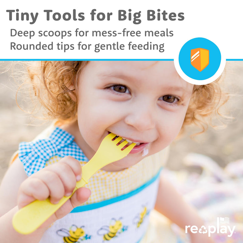 [Australia] - Re-Play Toddler Forks and Spoons Set - 4x4 Utensils Set for Kids - Dishwasher and Microwave Safe - Made in USA - Pack of 8-5.8" x 1.2" x 0.2" - Princess Without Carrying Case 