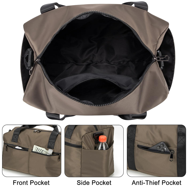 For United Airline 17x10x9 Inches Personal Item Underseat Travel duffle bag, ports Tote Gym Bag,Shoulder Weekender Overnight Bag (Beige) Beige