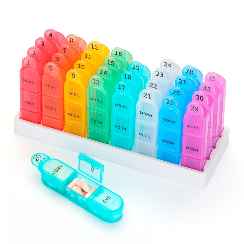 Monthly Pill Organizer, 31 Day Pill Dispenser 3 Times a Day with Small Pill Box, 4 Week Pill Container for Vitamins, Fish Oil, Supplement and Medicine- BPA Free, Easy to Use 31 Count (Pack of 1)