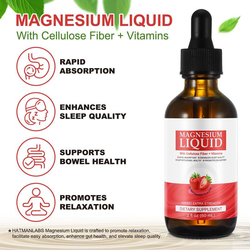 2PCS Liquid Magnesium Glycinate 60ml Strawberry 60 ml (Pack of 2)
