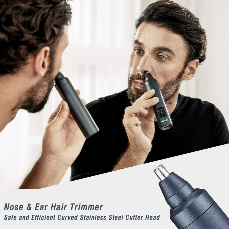 [Australia] - Beard Trimmers Kit for Men Precise Dial Adjustable 20 Lengths, 5-IN-1 Electric Shavers and Hair Clippers Set - Body Nose Ear Mustache Hair Trimmers Razors Waterproof Wet/Dry - USB-C Charging Dock Blue 
