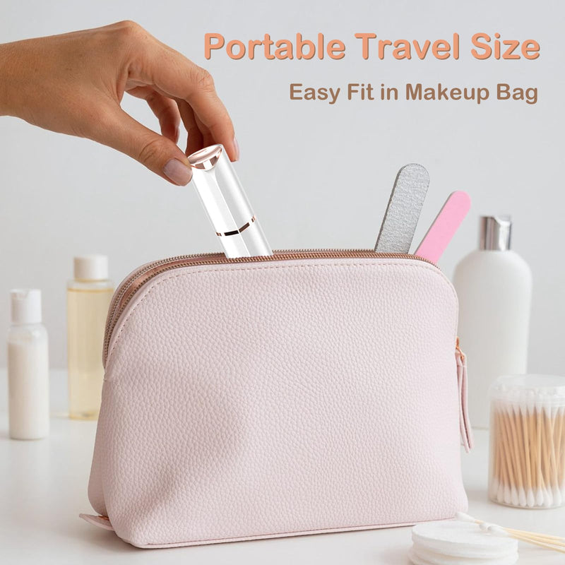 [Australia] - Facial Hair Removal Eyebrow Trimmer - Facial Shaver Device 2 in 1 Remover for Face Peach Fuzz Eyebrow Nose Ear Hair Chin Lips Armpit with LED Light Rechargeable for Women Men Travel Size (White) White 