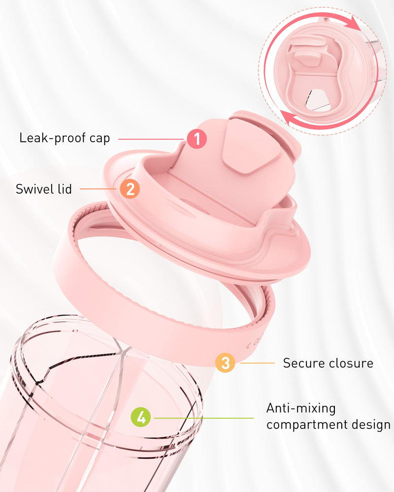 [Australia] - Large Pill Organizer,Supplement Organizer for 7 Different Vitamins,Pill Dispenser with Anti-Mixing Design,Easy to Retrieve Meds,Includes 20 Pcs Labels,Travel Pill Organizer(Pink) Pink 