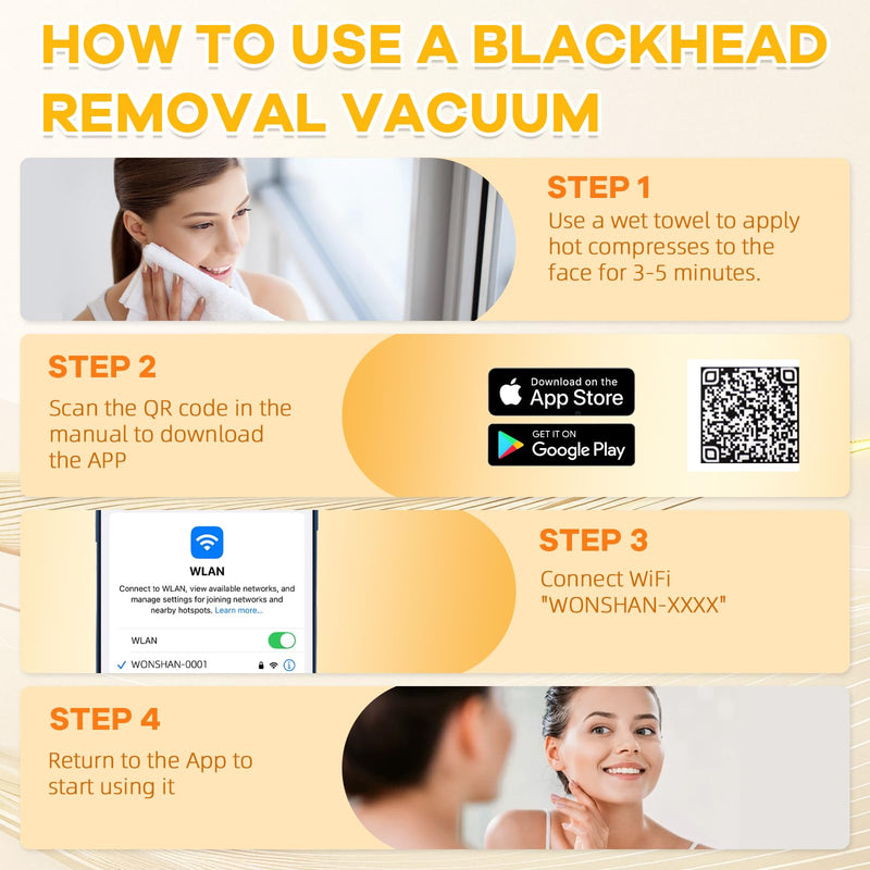 2025 Pore Vacuum with Camerafor, USB Rechargeable Blackhead Remover Vacuum,3 Levels Adjustable Pore Vacuum Blackhead Remover, 6 Suction Heads,Face Vacuum Pore Cleanser for Women & Men White
