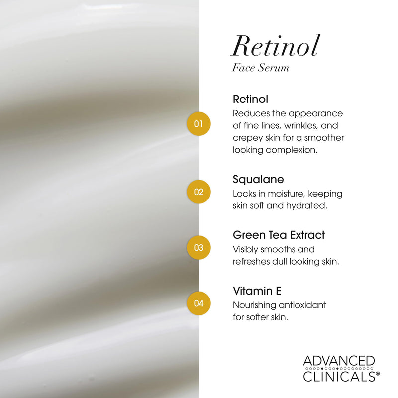 Advanced Clinicals 3 Pack Face Serum Essentials Set, Brightening Vitamin C, Firming Retinol, & Hydrating Hyaluronic Acid Serum Gift Box, Travel Size for Women, Anti Aging Skin Care Products