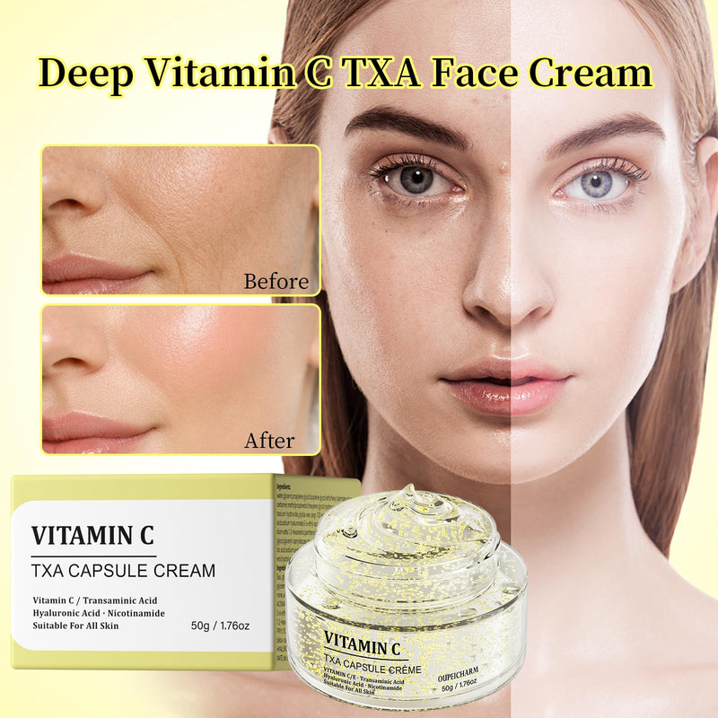 Vitamin C Txa Capsule Face Cream,Moisturizer Capsule Facial Cream 1.76 OZ | Hydrating Day Night Use Vitamin C Txa Cream Sensitive