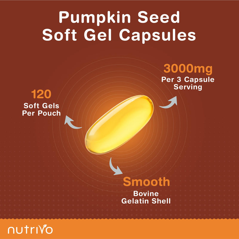 Pumpkin Seed Oil Capsules 3000mg (per 3 Soft Gel Serving) | 120 Capsules | Cold Pressed | Pumpkin Seed Oil for Hair, Prostate and Bladder | UK Made 120 stück (1er Pack)