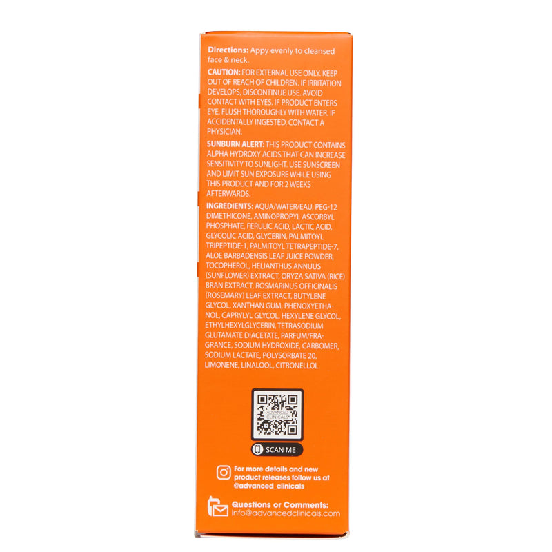 Advanced Clinicals Brightening Vitamin C Serum For Face With Glycolic Acid + Lactic Acid | Vitamin C Eye Serum Face Moisturizer For Improving Look Of Dark Spots & Uneven Complexion, 2-Pack 1.75 Fl Oz (Pack of 2) Vitamin C Brightening Serum