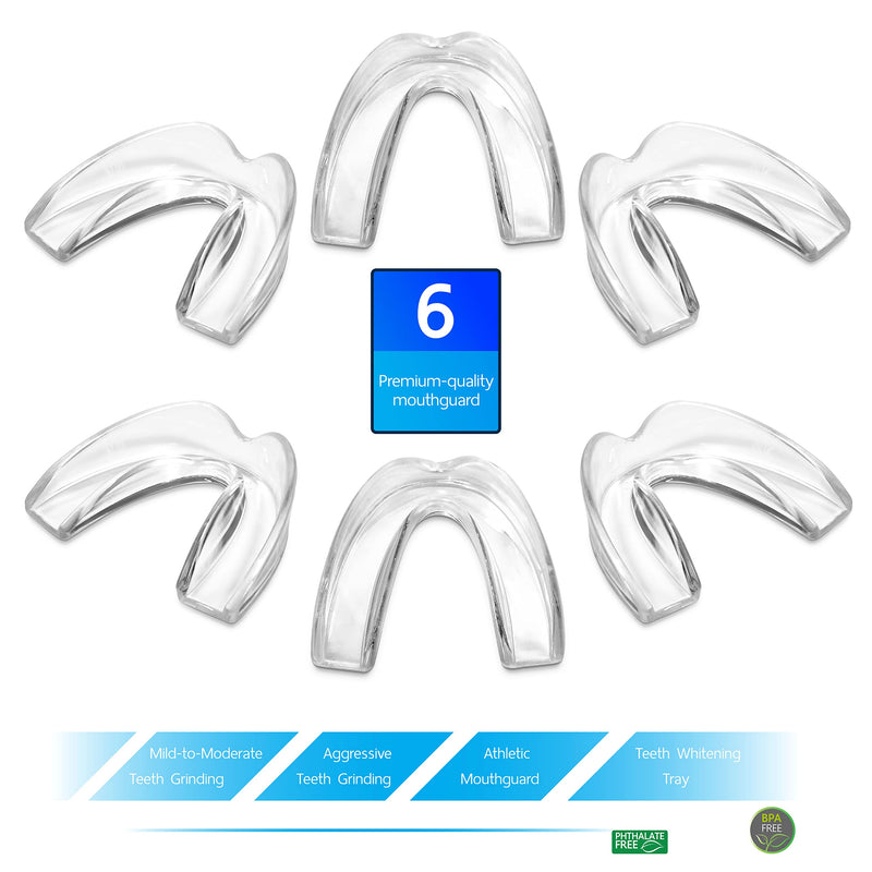 [Australia] - Pack of 6 Moldable Mouth Guard for Teeth Grinding Clenching Bruxism, Sport Athletic, Whitening Tray 7 Piece Set Old Black 