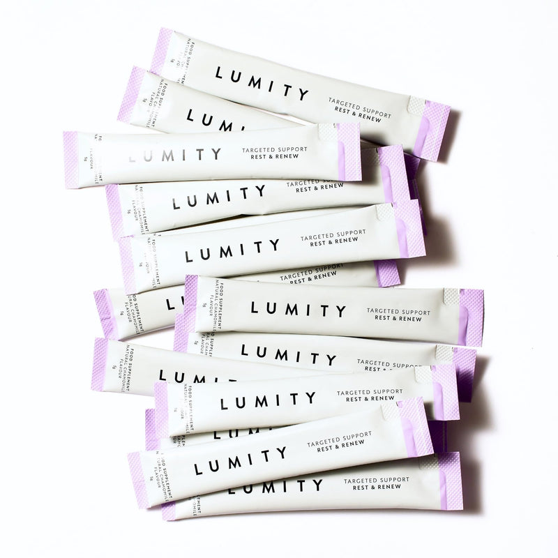 Lumity Rest & Renew Magnesium for Sleep, Magnesium Glycinate, Bisglycinate & Glycine Supplements with L Theanine, Amino Acids & Chamomile for Relaxation & Sleep Quality for Sleep Aid (14 5g Sachets)