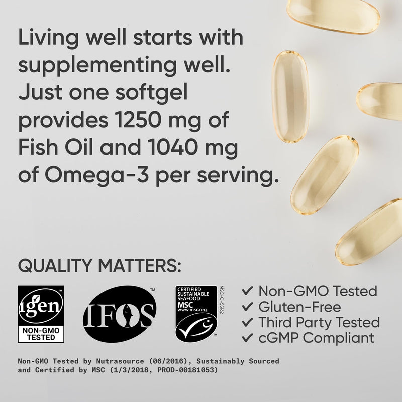 [Australia] - Sports Research Triple Strength Omega 3 Fish Oil - Burpless Fish Oil Supplement w/EPA & DHA Fatty Acids from Single-Source Wild Alaska Pollock - 1250 mg, 90 ct 90 Count (Pack of 1) 