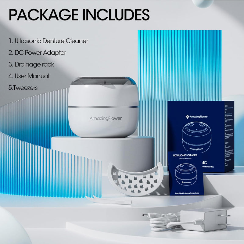 [Australia] - Ultrasonic Retainer Cleaner Machine, Upgraded 45kHz Ultrasonic Jewelry Cleaner for Ring, Aligner, Nightguard, Mouth Guard, Toothbrush Heads, Dental Cleaning Pod with 4 Lights 200ML 
