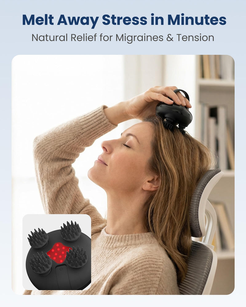 COMFIER Cordless Head Massager Scalp Massager Hair Growth with 3 kneading Modes,Waterproof Hair Massage with 8 Claws for Deep Cleansing,Body Cat Head Scratcher,Gift for Women,Men Black