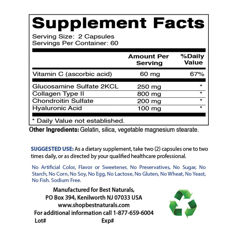 [Australia] - Best Naturals Hyaluronic Acid 100 mg 120 Capsules - Support Healthy Joints and Youthful Skin (859375002702) 120 Count (Pack of 1) 