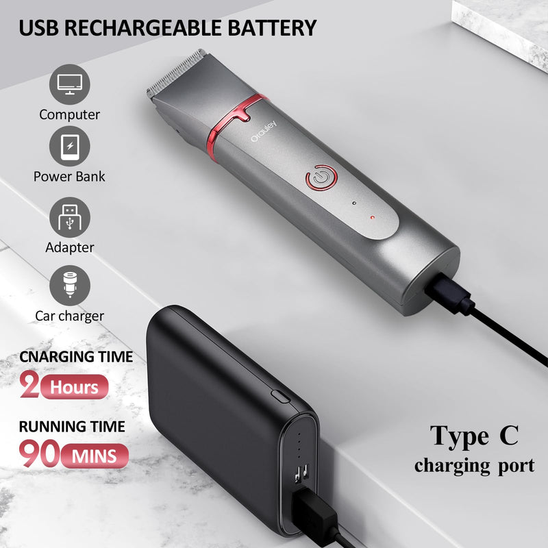 [Australia] - Electric Razors for Women, 3-in-1 Electric Lady Clipper Pubic Hair Trimmer-Painless Hair Removal Groomer Kit Rechargable Bikini Trimmer for Women with 3 Trimmer Heads, IPX7 Waterproof Gray & Chromed Red 